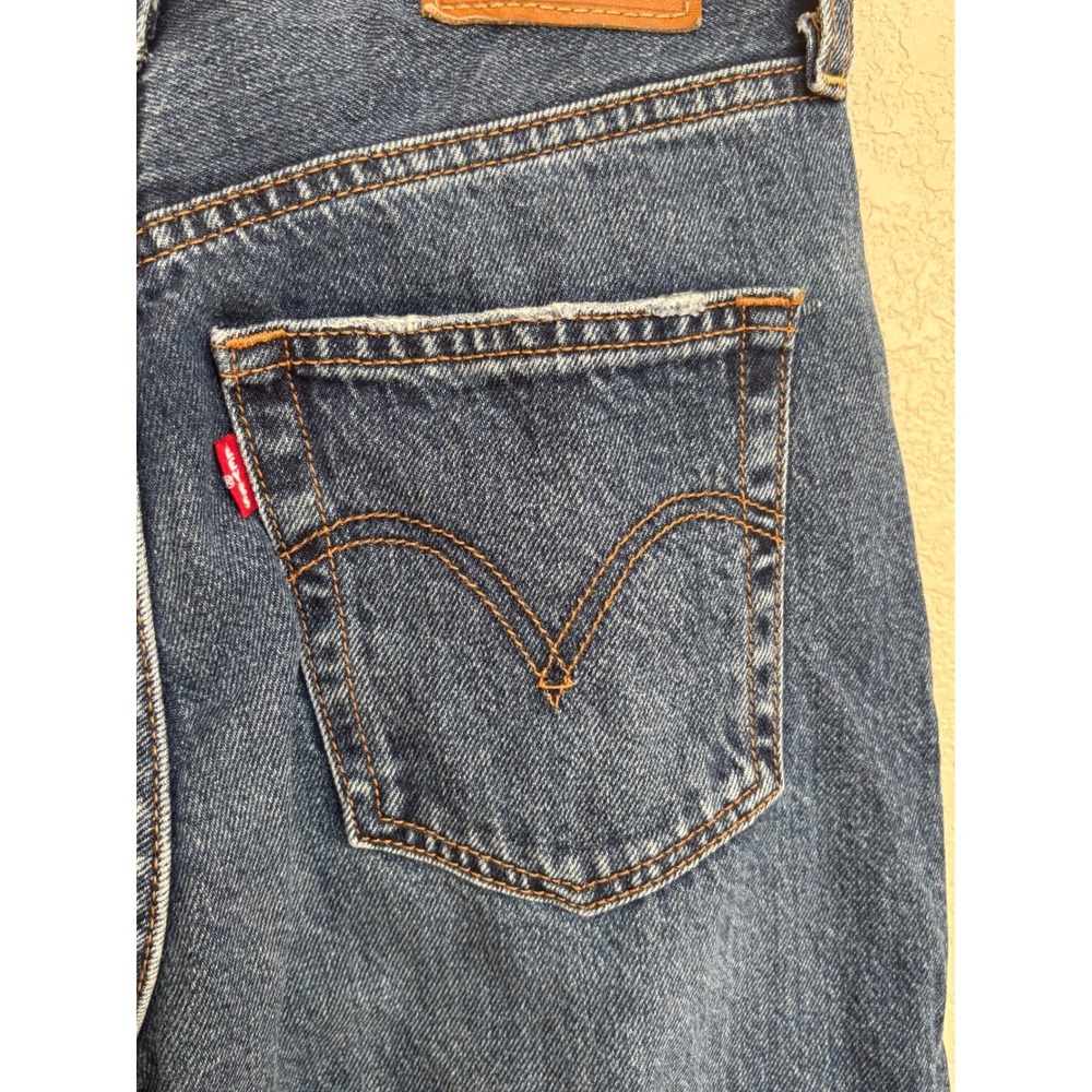 Levis Ribcage Wide Leg Jeans High Rise Medium Wash Blue Denim W26 - Picture 6 of 9